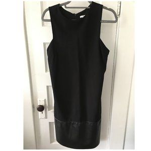 Black dress, vegan leather insert, Bar III